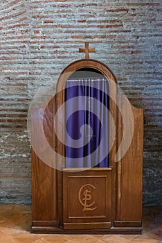 Wooden confessional  in the Basilica of Sant`Apollinare in Classe, Ravenna