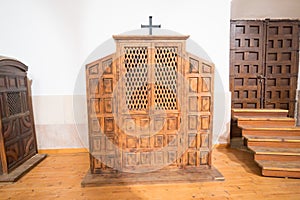 Wooden confessional indoor church
