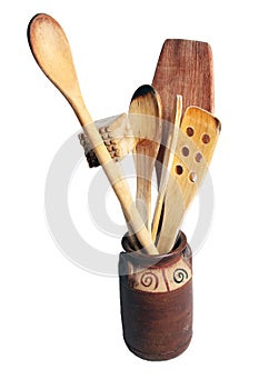 Wooden cooking utensils kitchen tools