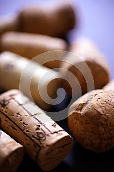 Wooden corks close up