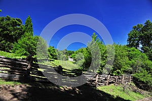 Wooden corral for cattle handling in Bariloche Argentina photo