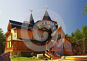 Wooden cottage house in the forest