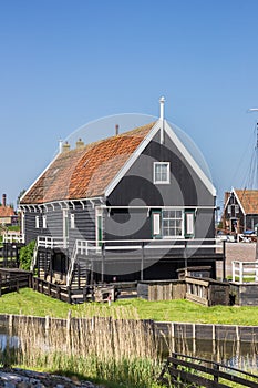 Wooden cottage at the lake in Enkhuizen