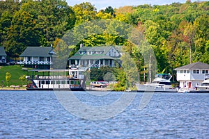 Wooden cottages on the lake