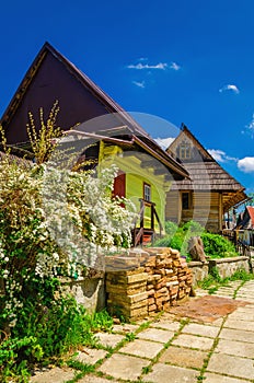 Wooden cottages in Slovakia traditional village