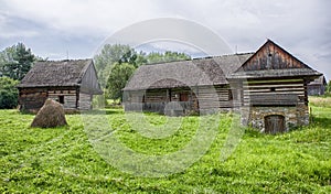 Wooden cottages in village, Slovakia