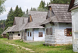 Wooden cottages in village, Slovakia