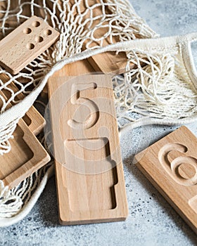 Wooden counting and writing trays - learning resource for educating littles on number writing, fine motor skills, hand eye