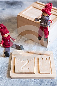 Wooden counting and writing trays - learning resource for educating littles on number writing, fine motor skills, hand eye