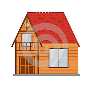 Wooden Country House. Vector photo