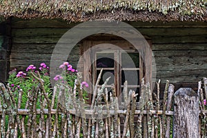 Wooden country house window Lithuania