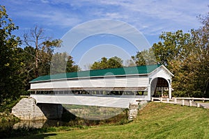 A Wooden Covered Bridge in the countyside of rural America