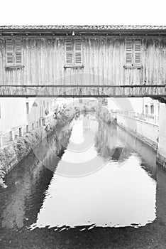 Wooden and covered gangway