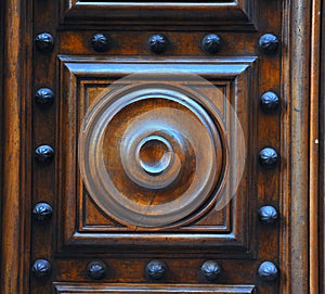 Wooden crafts door detail, Italy