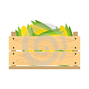 Wooden crate with corn