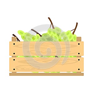 Wooden crate with grapes