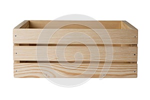 Wooden crate isolated on white background, side view