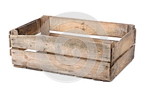 Wooden crate isolated on white background.