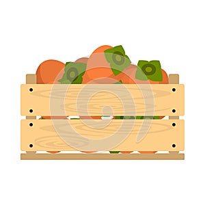 Wooden crate with persimmon