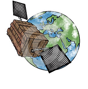 Wooden crate satellite