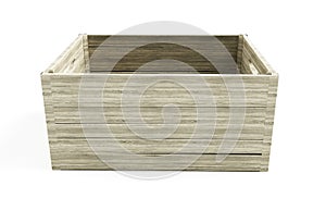 Wooden crates stack isolated on white background 3d rendering