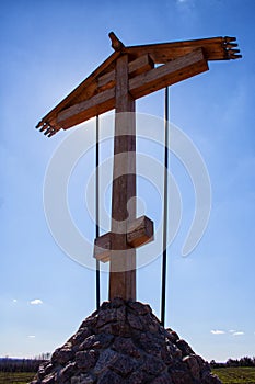 Wooden cross and a beautiful blue sky