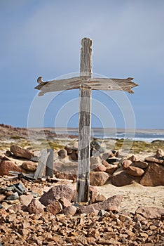 Wooden Cross on coast