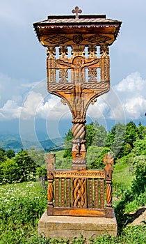 Wooden cross from Maramures, Romania