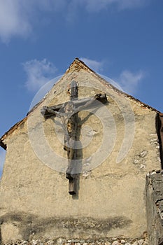 Wooden cross in the medieval fortress Rasnov, Transylvania