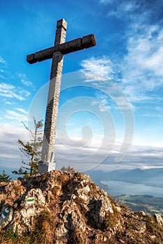 Wooden cross on top of the hill Pravnac in Slovakia