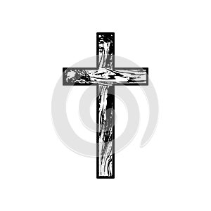 Wooden cross on a white background