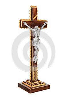 Wooden crucifix isolated