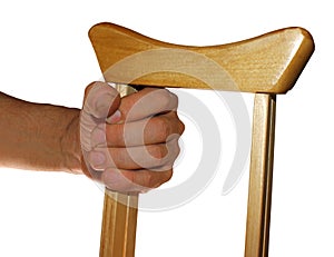 Wooden crutches. Medical assistance and rehabilitation. Isolated objects