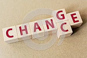 Wooden cube with word `change` to `chance`, Personal development and career growth