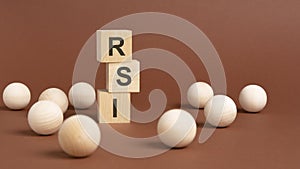 wooden cubes block with alphabet combine abbreviation RSI. RSI - short for Relative Strength Index