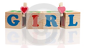 Wooden cubes with letters