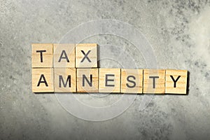 Wooden cubes with TAX AMNESTY letters photo