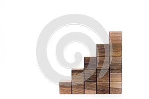 Wooden cubes. ZD blocks of wood in the shape of a pyramid. On a white background. Designer. Steps to achievement