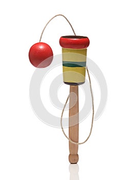 Wooden Cup-and-ball ball in cup toy.