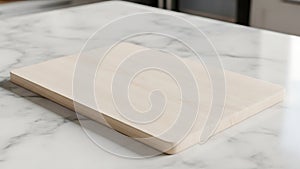 Wooden Cutting Board on Marble Surface