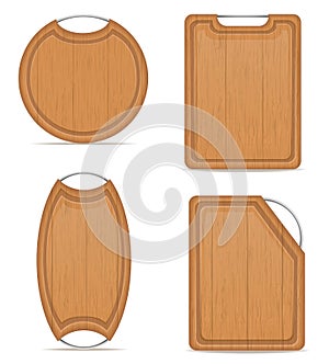 Wooden cutting board with metal handle vector illustration