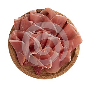 wooden cutting board with prosciutto