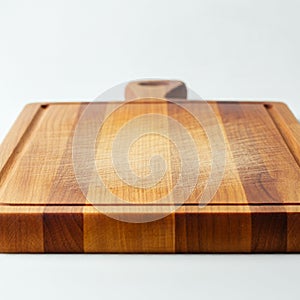 Wooden cutting board with a rectangular shape, featuring alternating light and dark