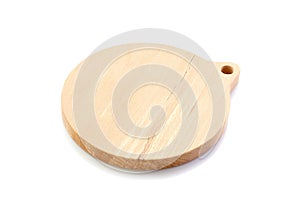 Wooden cutting board on white