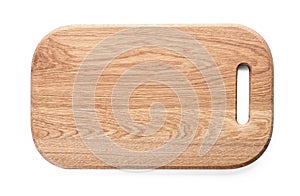 Wooden cutting board on white background