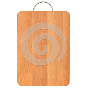 Wooden cutting board on a white background