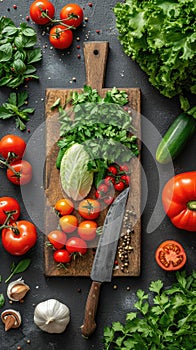 A wooden cutting board