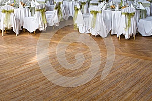 Wooden dance floor, wedding or another catered event place