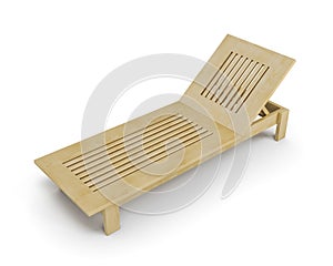 Wooden deck chair. 3d illustration.