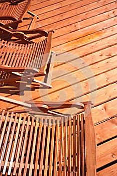 Wooden deck chairs